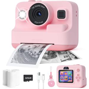 Kids Camera Instant Print,1080P Kids Instant Cameras That Print Photos, Christmas Birthday Gifts for Girls Age 3-12,Portable Toy for 3 4 5 6 7 8 9 10 Year Old Girls Boys Pink