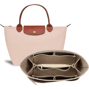 Purse Organizer Insert for Tote, Handbag Organizer Compatible with Shoulder Bag Large/Small, LE PLIAGE Top Handle Small/Medium (Beige, Large)