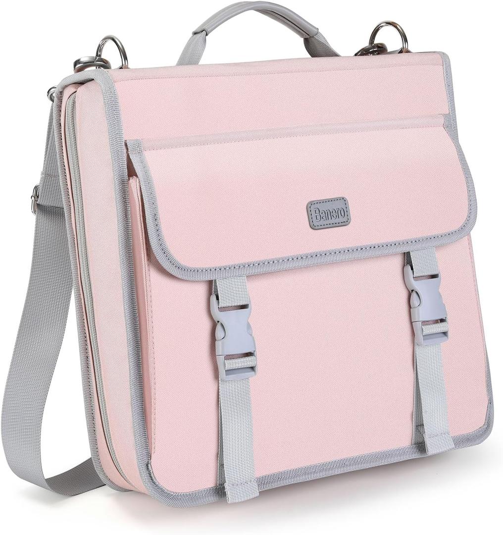 3" D-ring Zipper Binder with 700+ Sheets Capacity, 3-ring Zip Up Binder with Shoulder Strap for School, College, Office, Compatible with 13" MacBook & 12.9" Tablet (Light Pink)