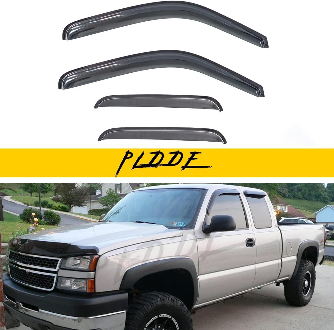 Window Visor Rain Guards Compatible with 1999-2006 Chevy Silverado/GMC Sierra 1500/2500/3500/2500HD, 2007 Classic Body Extended Cab Window Deflectors Vent Visor Shades for Trucks Tape-On