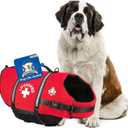 Paws Aboard Dog Life Jacket - Swimming Vest for Dogs, Adjustable, Reflective, Comfortable, Multiple Colors, Patterns, XX-Small to Extra Large Dog Swim Vest with Handle (Red, X-Large)