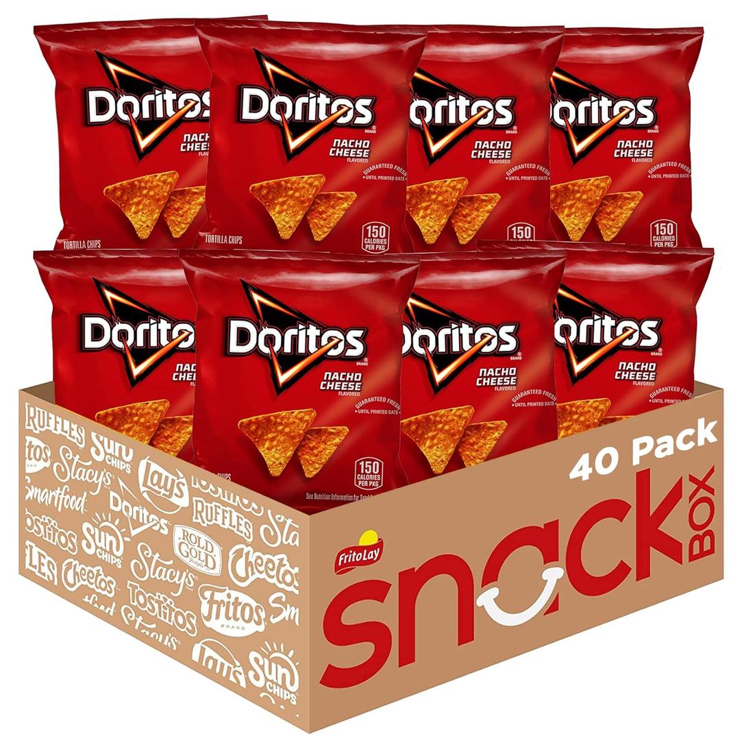 Doritos Flavored Tortilla Chips, Nacho Cheese, 1 Ounce (Pack of 40) (EXP 08/11/26)