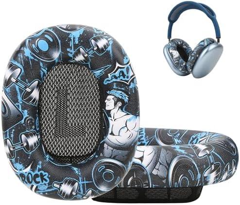 Earrock Ear Cushions Ear Pads for AirPods Max Headphones with Protein Leather, Memory Foam and Magnet for Gym, Sporty Graffiti Style, Cartoon Pattern