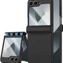 for Samsung Galaxy Z Flip 6 Case, Hinge Protection, Built-in Screen Protector, Wireless Charging, Shockproof, Slim Rugged Phone Protective Case for Galaxy Z Flip 6 Black