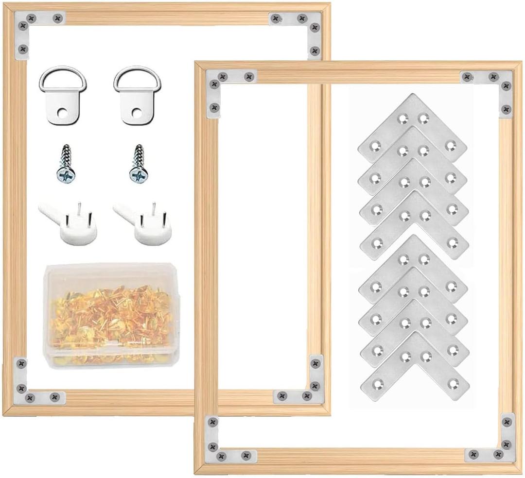 2 Set 12"X 16" DIY Wood Canvas Stretcher Bars,Removable Canvas Frames Kit,Lightweight Sturdy Stretcher Frames for Oil Painting,Diamond Painting,Canvas Painting and Needle Arts Supplies (12in*16in)