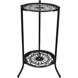 Pissente Heavy Duty Iron Plant Stand, Double Layer Flower Pot Rack, Black Metal Frame, 50x24cm, Indoor Outdoor Use