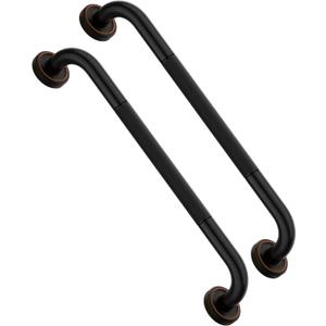 2 Pack 20 Inch Bronze Shower Grab Bar Matte Black, Munzong Antique Brass Bathroom Grab Bar w/Anti-Slip Knurled Grip, Bathroom Balance Bar, Safety Handrail Support, Injury Elderly Senior Assist Handle