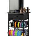 AHOWPD 3D Printer Table with Filament Storage - 3D Printer Stand Shelf Filament Storage Rack with Wheels Heavy Duty 3D Printer Cart Desk with Drawer for Workshop Studio Office