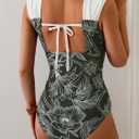 B2prity Womens One Piece Swimsuit Retro Square Neck Tummy Control Bathing Suits Ruched Modest Full Coverage Swimwear (XXL)