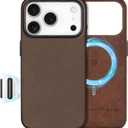 SHIELDON Top Grain Crazy Horse Leather Case for iPhone 17 Pro 6.3" 2025, Compatible with Magsafe, Updated Camera Button, Slim Magnetic Wireless Charging, Non-Slip Shockproof, Camera Bezel - Dark Brown