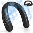 OLV Rechargeable 4 Turbo 6000mAh Portable Neck Fan - 360 Cooling Airflow, 3 Speeds, LED Battery Display, Foldable, Bladeless - Personal Fan for Work, Travel, Outdoor Activities - Black