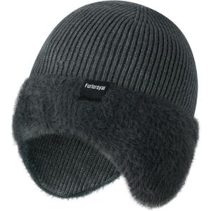 Fashion Knit Beanies Hats, Men Women Warm Beanie for Winter, Fleece Lined Beanie, Thermal Thick Snow Skull Cap (Gray)