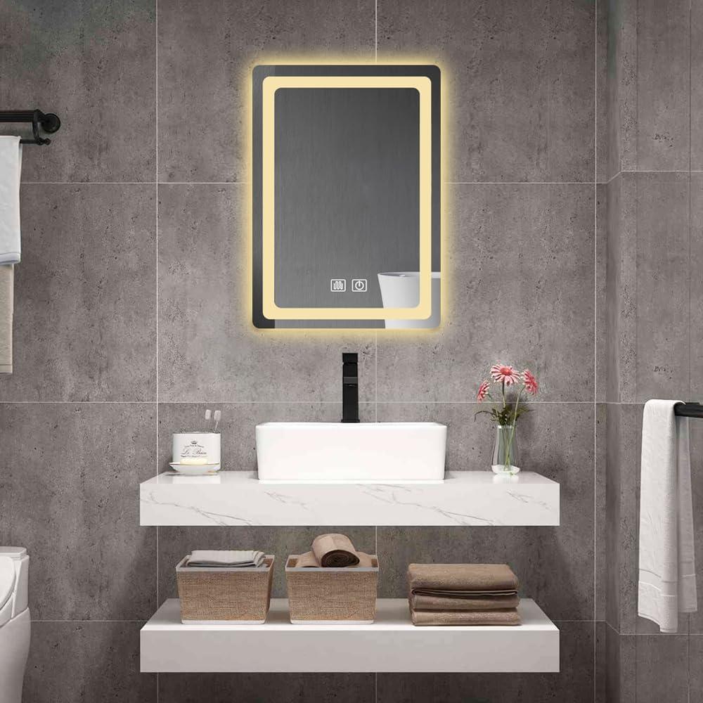 27 in. H LED Single Bathroom Vanity Mirror in Polished Crystal Vanity LED Mirror for Bathroom Wall Smart Lighted Vanity Mirrors