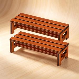 2pcs Wooden Miniature Dollhouse Benches, Mini Simulation Furniture, Brown Mini Model Park Bench for Dollhouse Furniture, Fairy Garden, and Tiny Room Decoration