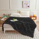 chovy Black Blanket for Couch - Bread Grid Rabbit Plush Soft Warm Blanket for Sofa Livingroom Bedroom Dorm Decor - 50x60 Inches