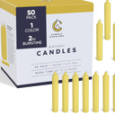 Candle Charisma 50 Yellow Spell Candles - 4" Unscented Paraffin Chime Candles, Smokeless & Dripless, Colored Candles, Long Burn Time 1/2 Inch Taper Candles for Rituals, Witchcraft and Parties