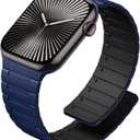 SNBLK Magnetic Watchband Compatible with Apple Watch for Men 44mm 45mm 46mm 49mm 42mm 41mm 40mm 38mm Women, Silicone Sport Strong Magnet Strap for iWatch Series 11 Ultra 3 Ultra 2 Se 10 9 8 7 6 5 4 1 (Navy Blue/Black)