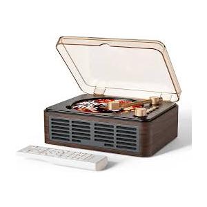 CARONSORT CD Player with Speakers Bluetooth Nostalgic Retro Portable CD Players for Home Wood Music Player FM Radio for HomeWired and Remote ControlWalnut Brown