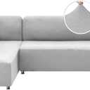 XINEAGE Sectional Couch Cover High Stretch L Shaped Sofa Cover 2 Pieces Non Slip Slipcover with Chaise Furniture Protector with 2 Pillowcases for Pets & Dogs (3 Seat Sofa + 3 Seat Chaise, Silver Gray)