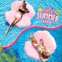 55 Inch Pool Float Inflatable Adult Seashell Float with Pearl Ball Cute Pool Lounge Chairs for Women Summer Beach Ocean Birthday Theme Party Favors