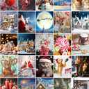 Fulmoon 24 Pack Christmas Diamond Painting Kits 11.8 x 9.8 Inch 5D Christmas Theme Diamond Art DIY Full Round Drill Crafts for Beginners Numbers Diamond Art Painting Packs for Home Wall Decor Gifts