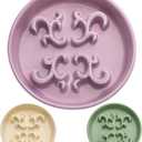 Slow Feeder Dog Bowl, 0.6 Cups Ceramic Dog Food Dish for Fast Eaters Small Breed, Puzzle Bowl for Small Dogs and Cats, Dark Purple