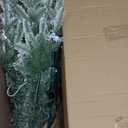 Fraser Hill Farm 9-Ft. Pine Valley Flocked Christmas Tree, Snowy Xmas Tree with DIY Potential with No Attached Lights, Artificial Christmas Tree with Metal Base, Easy to Set up (Unlit)