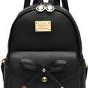 I IHAYNER Girls Bowknot Cute Leather Backpack Mini Backpack Purse for Women (Black)