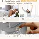 Alarm Clock with Wireless Charging Station, Clock for Bedroom with Night Light Bluetooth Speaker, Wireless Charger Dock Station for iPhone 17 16 15 14 13 12 Pro Max, Apple Watch 11, AirPods 3 (Grey)