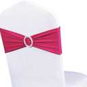 Pack of 50 Spandex Fuchsia Chair Sashes for Wedding Elastic Hot Pink Chair Bands with Buckle Slider, Stretch Chairs Bows for Party Birthday Engagement Banquet Bridal Shower