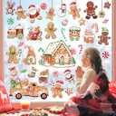 decalmile Christmas Gingerbread Man Candy House Cookie Window Clings Reusable Candyland Peppermint Car Window Decals Double Side Printed Window Stickers Nursery Shop Gift Party Supplies Decoration
