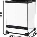 Reptile Terrarium 8"x8"x12" Mini, Front-Opening Glass Tank with Mesh Lid & Lock, 360 Glass Enclosure for Small Reptiles, Frogs, Tarantulas, Jumping Spiders & Geckos