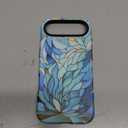 iPhone Air Case Cute - Wireless Charging Compatible - Dual-Layer Hard Shell + Silicone Cover - Shockproof Protective Phone Case for iPhone 17 Air - Blue Leaves Flower