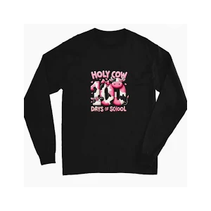 100th Day of School Pink Cow 100 Days of School Girl Teacher Sweatshirt, XL