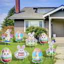 8 Pcs Easter Yard Decorations Outdoor,Easter Egg Decorations for Outside,Bunny Yard Sign with Stakes,Easters Party decor,Outdoor lawn decor Egg and bunny
