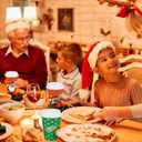 Charmount 100Pcs 12 Oz Christmas Disposable Paper Coffee Cups with Lids, To Go Coffee Cups for Hot Chocolate, Cocoa, Hot Tea, Drinks and Christmas Party and Coffee Bars Decoration Supplies