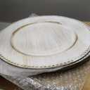 REWOMC 50 Pcs Vintage White Charger Plates Bulk, 13" Round Beaded Chargers