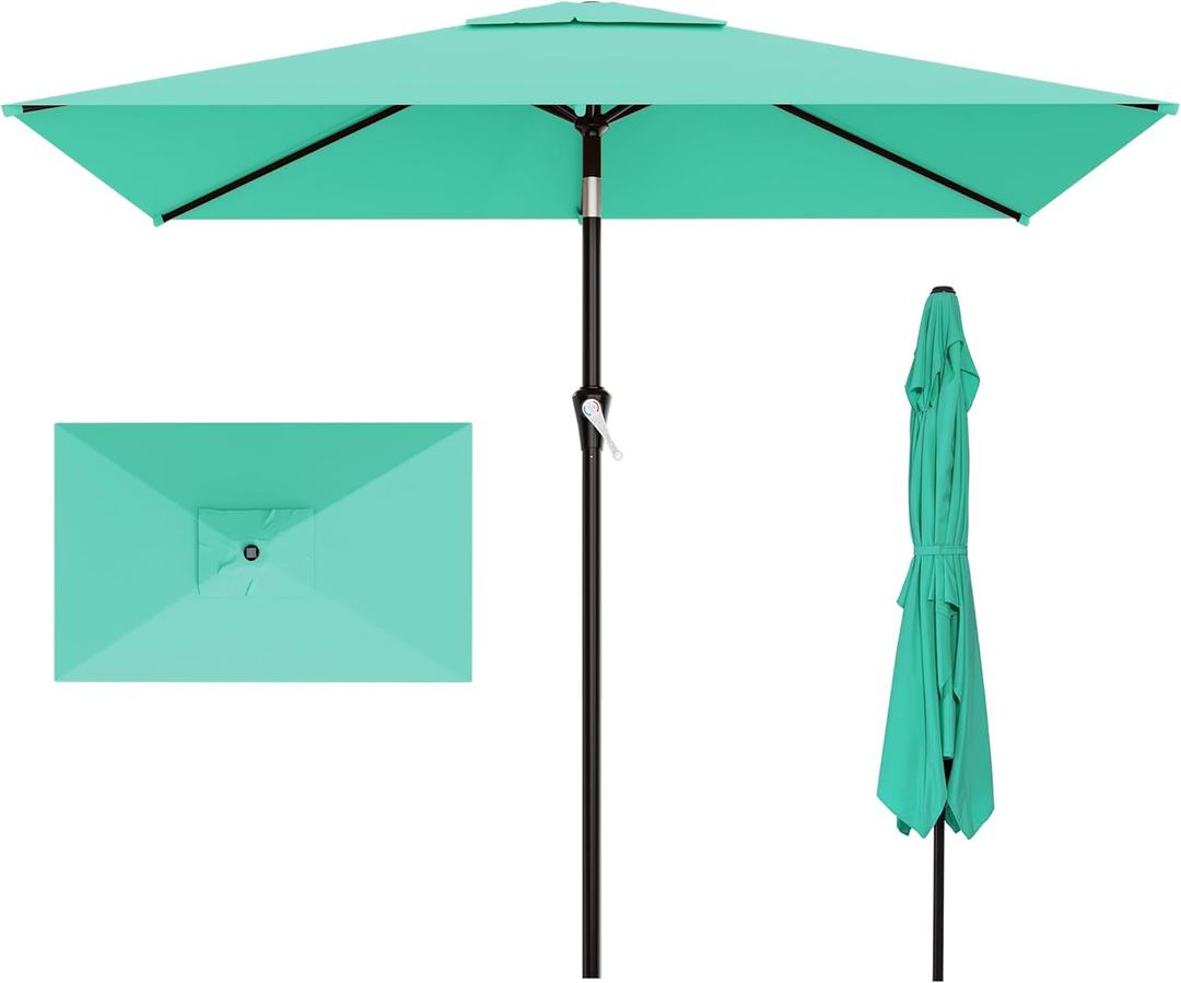 AreShark 6.5' x 10' Rectangular Patio Umbrellas for Outdoor, Outdoor Table Umbrella, Large Outdoor Patio Umbrellas with 6 Sturdy Ribs for Pool, Garden, Deck & Market (Aqua Sky)