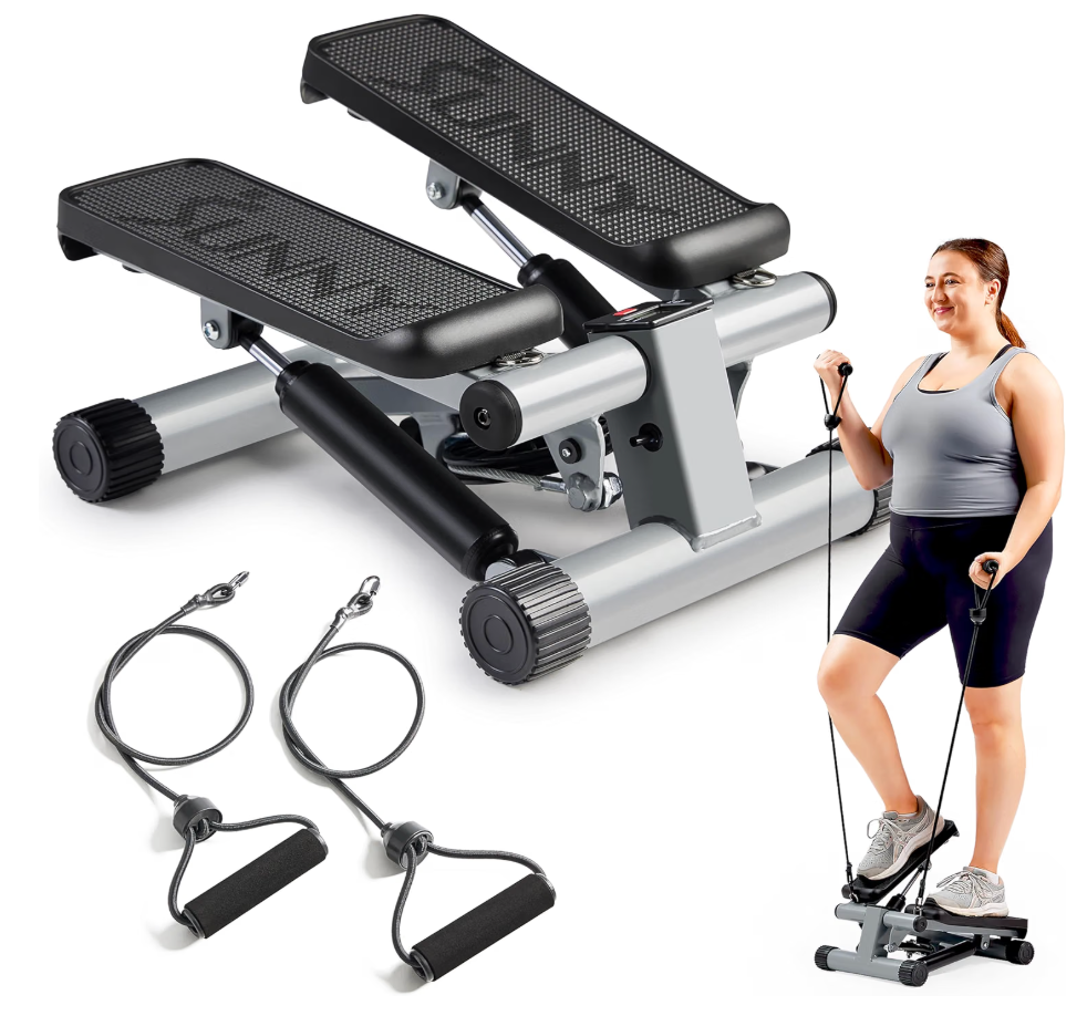 Sunny Health & Fitness Mini Stair Stepper w/Resistance Bands for Home Gym