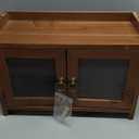 Counter Top Storage Cabinet with Glass Windows - Antique Wood, 14x6.5in