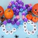 Halloween Giant Friendship Bracelet Garland Jumbo Happy Halloween Banner with Foam Circles Plastic Balls for Birthday Party Decorations Supplies Indoor Outdoor(Blue and Purple)