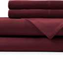 Hotel Sheets Direct 4 Piece Bed Sheet Set Queen Size, 100% Viscose Derived from Bamboo Sheets Set with 2 Pillowcases, Cooling & Breathable Luxury Bedding, Moisture-Wicking & Silky Soft, Burgundy