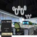 Buccleuch 5-Ring Crystal Chandelier, Height Adjustable UL-Certified Dimmable LED Pendant Light, Stainless Steel K9 Crystal Ceiling Light for Dining Room Living Room Bedroom, 6000K 4400lm
