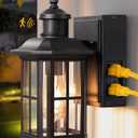 EDISHINE Outdoor Wall Lights with GFCI Outlet, Motion Sensor Porch Light for House, Dusk to Dawn Exterior Lighting Fixtures, Waterproof Outdoor Wall Sconce for Patio Garage, Black