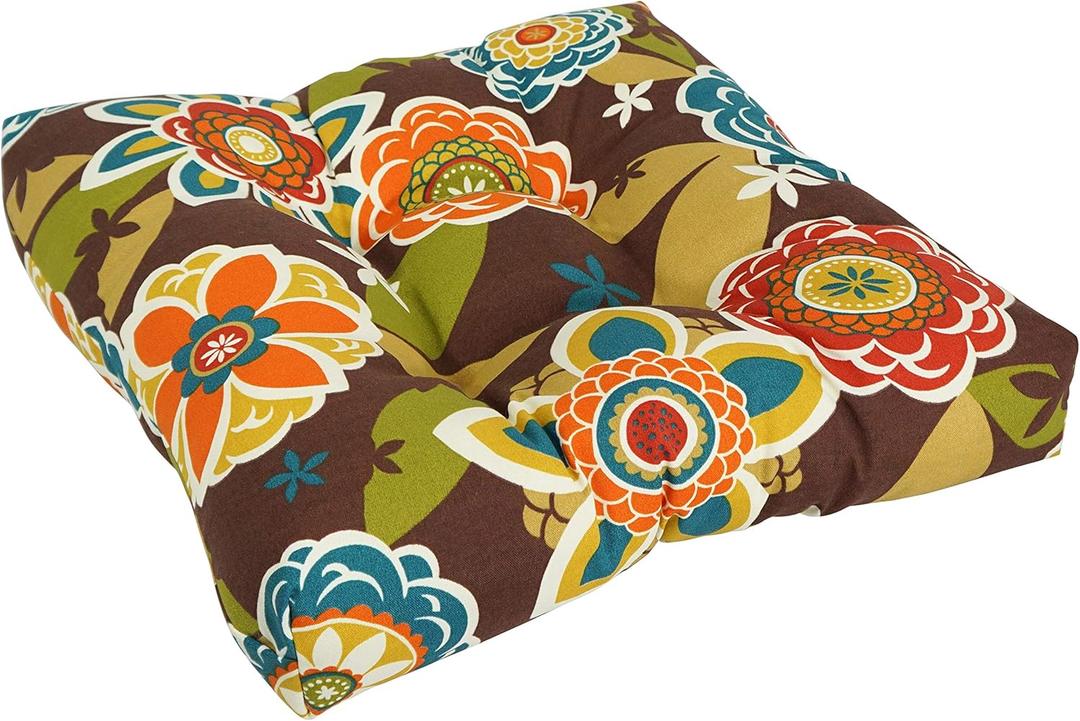 Blazing Needles Outdoor 19-inch Square Chair Cushion, 19" x 19", Annie Chocolate