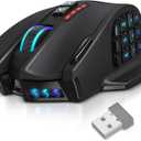 UtechSmart Venus Pro RGB Wireless MMO Gaming Mouse, 16,000 DPI Optical Sensor, 2.4 GHz Transmission Technology, Ergonomic Design, 16M Chroma RGB Lighting, 16 programmable Buttons, Up to 70 Hours (Classic black)