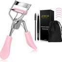 Eyelash Curler with Comb Fit All Eye Shape Curved Eyelash Curlers,Natural and Long Lasting Lash Curler for Women Make Up Gift(Pink)
