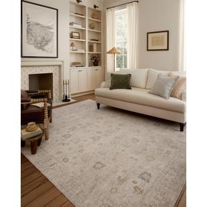 Loloi Chris Loves Julia Louisa Collection LOI-01 Oatmeal/Stone 9'-6" x 9'-6", .38" Pile Height, Round Area Rug