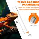 T5 10.0 UVB Reptile Light Bulb 24W, 2-Pack 22 Inch UVB/UVA Lamp Tube for Bearded Dragon, Lizards, Chameleons