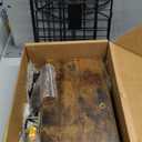 Hanging Wall Fruit Basket for Kitchen Counter 2 Pack, Stackable Wire Baskets for Organizing with Wood Lid, Potato and Onion Storage Bin with Banana Hook for Vegetable Produce, Black + Rustic